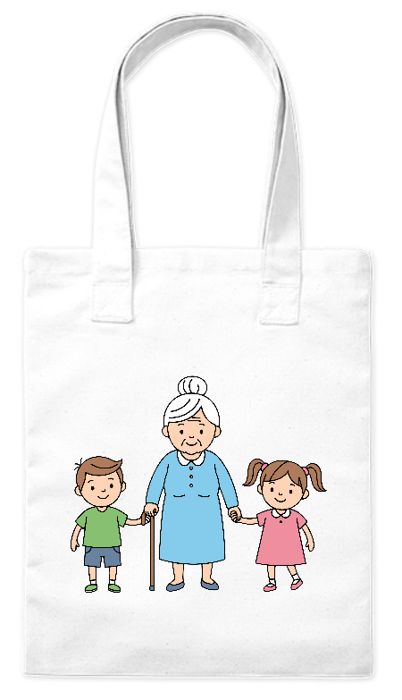 Torba bawełniana Babcia z Wnukami 220 g kolor biały