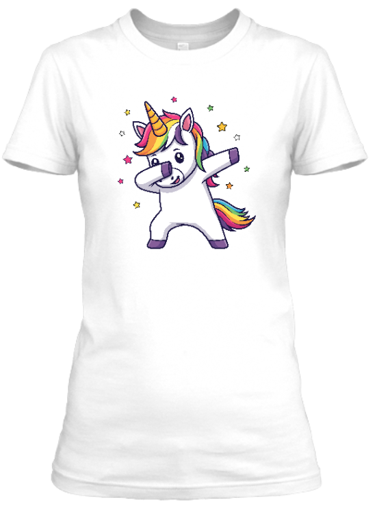 Koszulka damska tshirt Bavenna „Dabbing unicorn” z tańczącym jednorożcem robiącym słynne DAB i gwiazdkami w tle