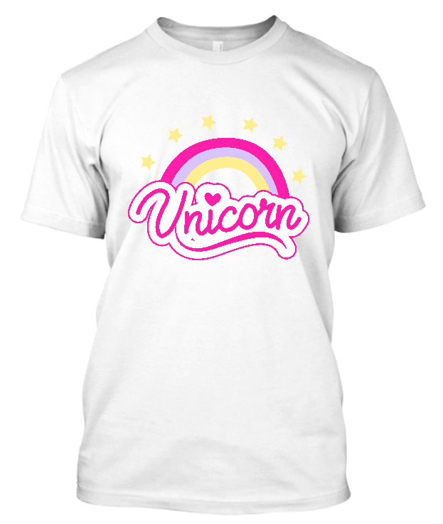 Koszulka męska bawełniana idealna na prezent z napisem unicorn z tęczą Bavenna „Unicorn rainbow lettering” biała