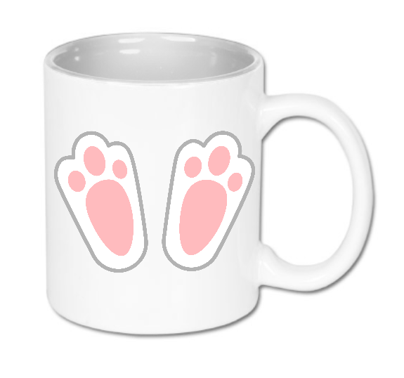 Kubek ceramiczny Bavenna w kolorze białym przedstawiający stopy królika tzw pampuchy