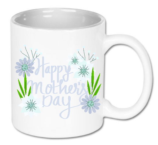 Kubek ceramiczny biały 330 ml Bavenna „Kwiatowe życzenia” z kwiatami i suptelnym napisem