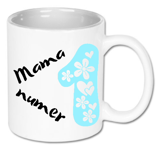 Kubek ceramiczny biały 330 ml Bavenna „Mama numer 1” z napisem i cyfrą 1 