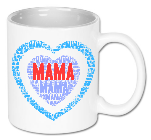 Kubek ceramiczny biały 330 ml Bavenna „Serce pełne Mamy” z sercem z napisem Mama