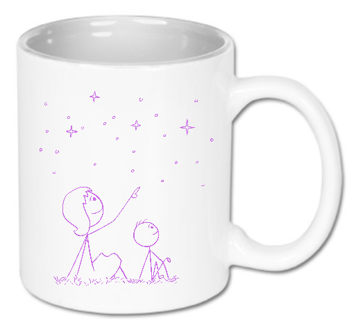 Kubek ceramiczny biały 330 ml Bavenna „Wspólne marzenia”  z mamą, dzieckiem i gwiazdami