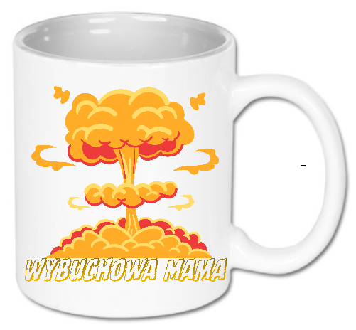 Kubek ceramiczny biały 330 ml Bavenna „Wybuchowa Mama” z widokiem wybuchu i napisem