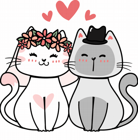 Kubek ceramiczny biały Kocia Młoda Para | Bavenna