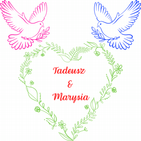 Kubek ceramiczny biały Gołębie i Serce - Personalizowany | Bavenna