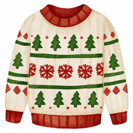 Koszulka męska Sweter – biały T-shirt ze świątecznym wzorem