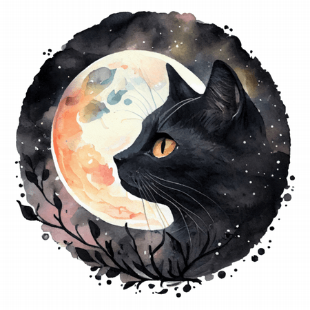 Kubek ceramiczny biały Czarny Kot W Blasku Księżyca | Bavenna