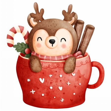 Renifer w świątecznym kubku