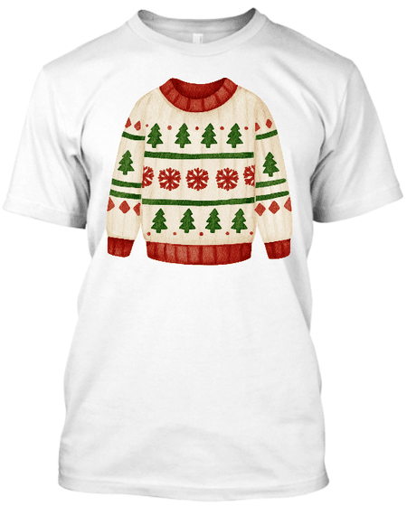 Koszulka męska Sweter – biały T-shirt ze świątecznym wzorem