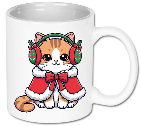 Kubek ceramiczny „Kotek w nausznikach” 330 ml