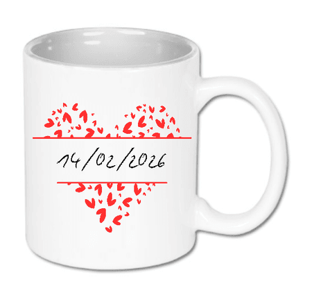 Kubek ceramiczny biały Data w Sercu - Personalizowany | Bavenna