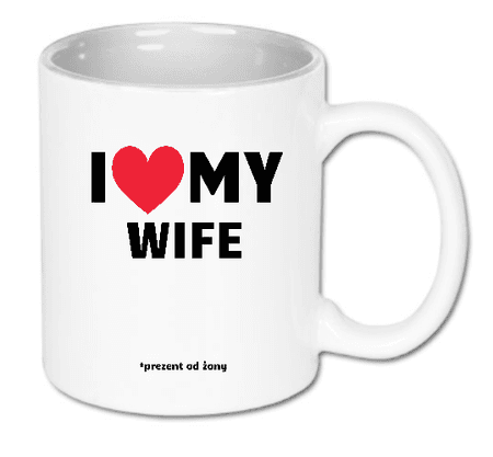 Kubek ceramiczny biały I Love My Wife | Bavenna