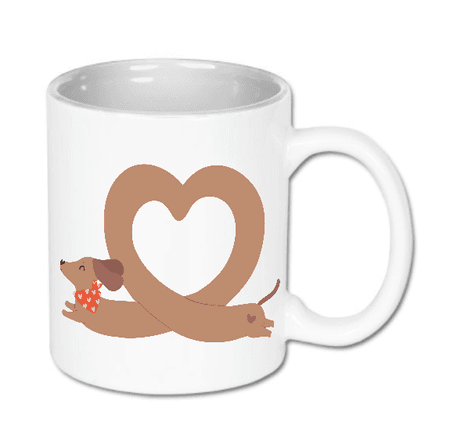 Kubek ceramiczny biały Jamnik Serce | Bavenna