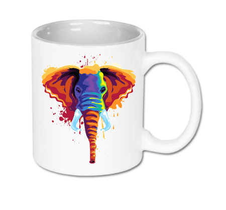 Kubek ceramiczny biały Kolorowy Słoń | Bavenna