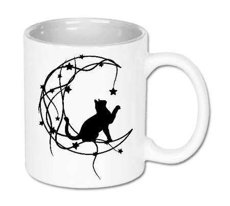 Kubek ceramiczny biały Kot Na Księżycu | Bavenna