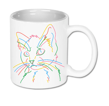 Kubek ceramiczny biały Tęczowy Kot | Bavenna