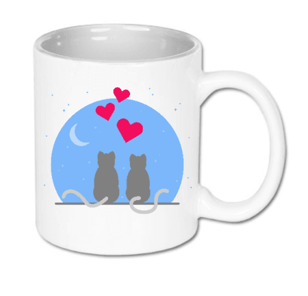 Kubek ceramiczny biały Koty Pod Księżycem | Bavenna