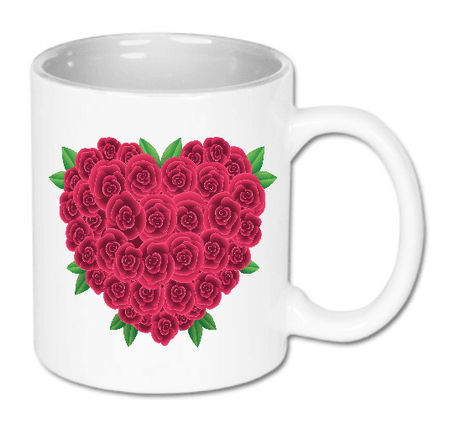 Kubek ceramiczny biały Serce z Róż | Bavenna