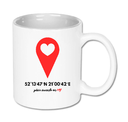 Kubek ceramiczny biały Współrzędne - Personalizowany | Bavenna