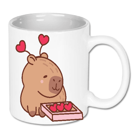 Kubek ceramiczny biały Zakochana Kapibara | Bavenna