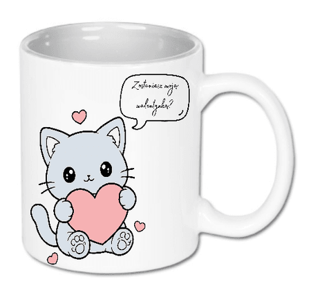 Kubek ceramiczny biały Zostaniesz moją Walentynką? | Bavenna