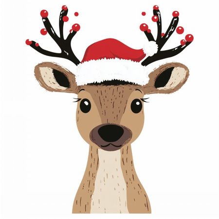 Torba bawełniana eko „Renifer w czapce Mikołaja” 220 g