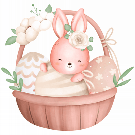 Torba bawełniana eko „Zajączek w koszyczku” 220 g