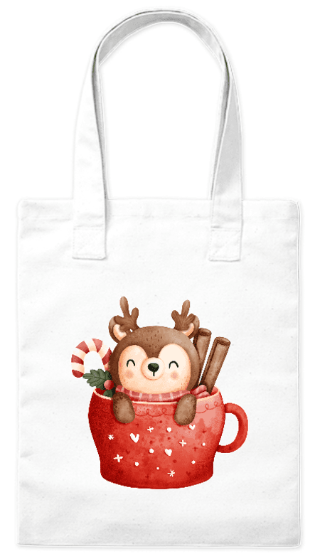 Torba bawełniana eko „Reniferek w kubku” 220 g