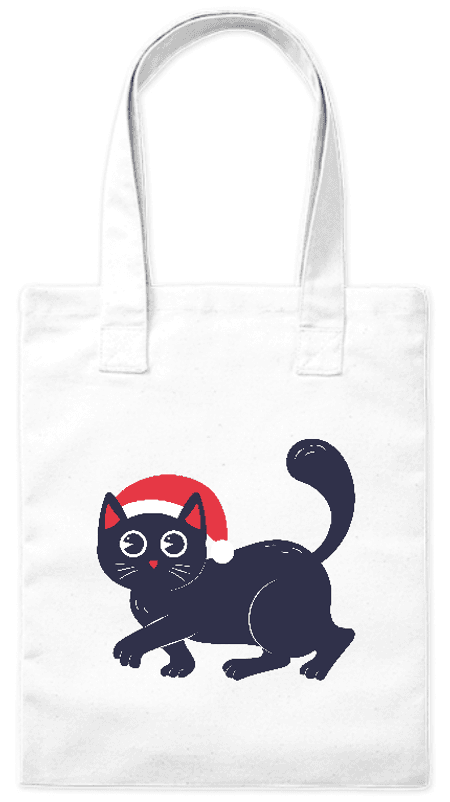 Torba bawełniana eko „Czarny kot w czapce Mikołaja” 220 g