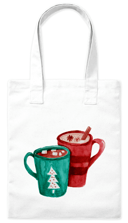 Torba bawełniana eko „Kubki z gorącą czekoladą” 220 g