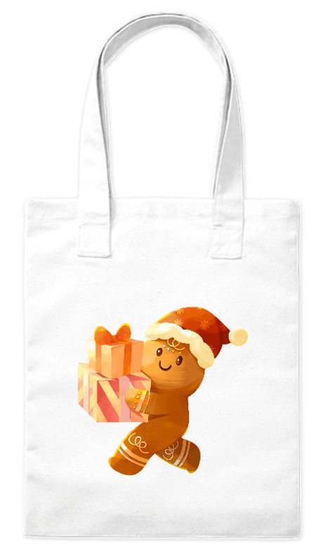 Torba bawełniana eko „Piernikowy ludzik z prezentem” 220 g