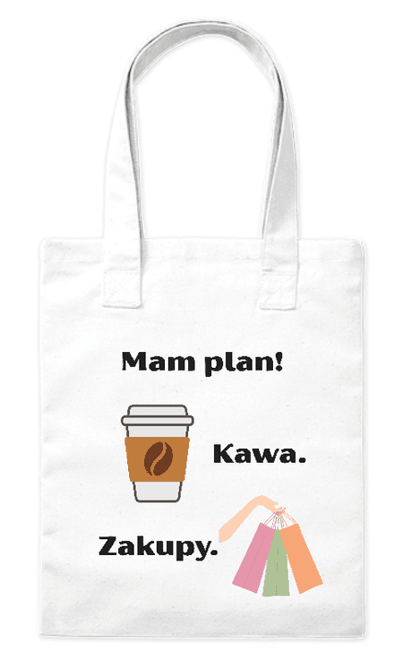 Torba bawełniana eko „Plan Dnia: Kawa i Zakupy” 220 g