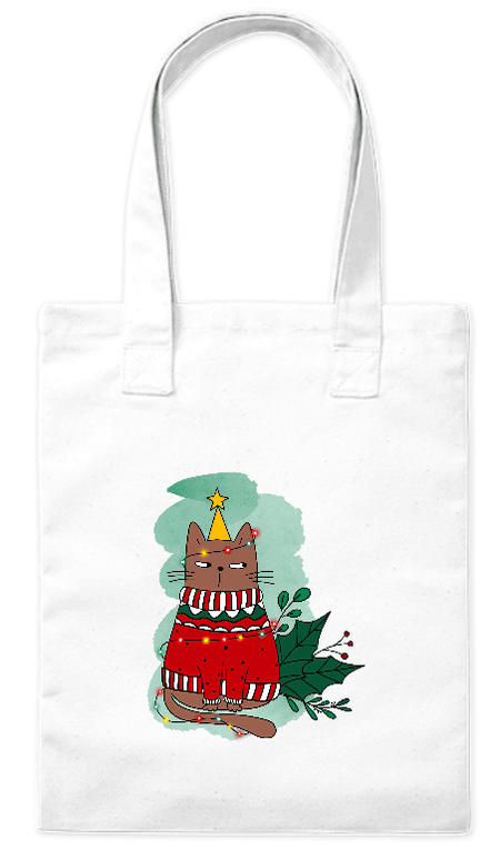 Torba bawełniana eko „Świąteczny kociak” 220 g