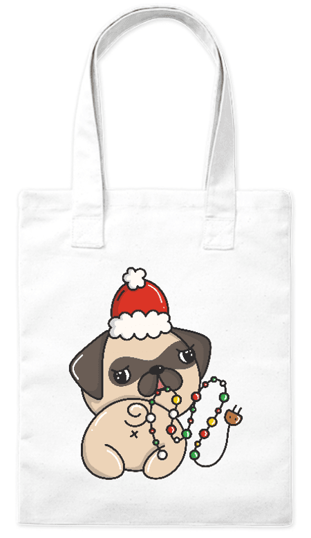 Torba bawełniana eko „Świąteczny mops” 220 g