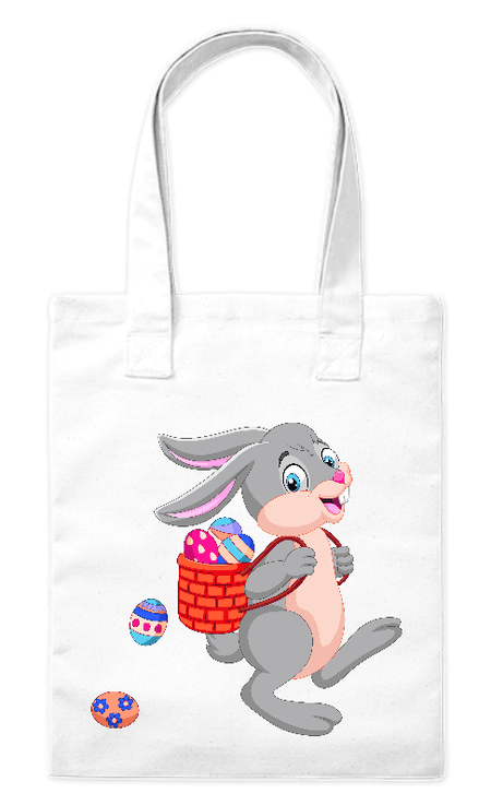 Torba bawełniana eko „Zajączek z plecakiem” 220 g