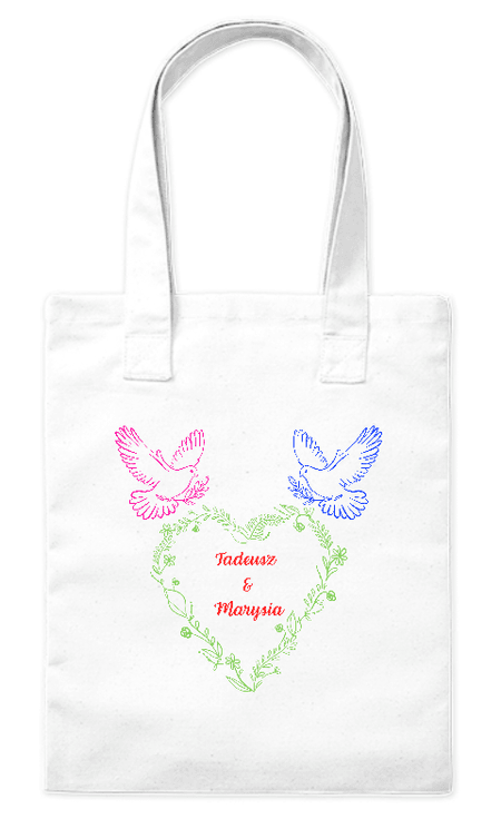 Torba bawełniana eko Gołębie i Serce - Personalizowana 220g | Bavenna