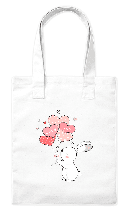 Torba bawełniana eko „Królik z balonami Love You” 220 g