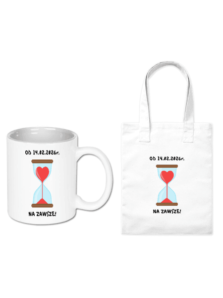 Zestaw kubek i torba Klepsydra Na Zawsze - Personalizowany | Bavenna