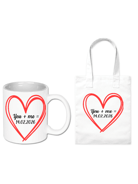 Zestaw kubek i torba Równanie Miłości - Personalizowany | Bavenna