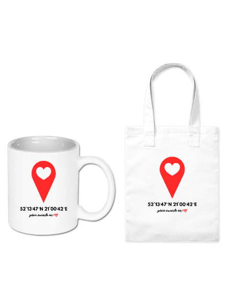 Zestaw kubek i torba Współrzędne - Personalizowany | Bavenna