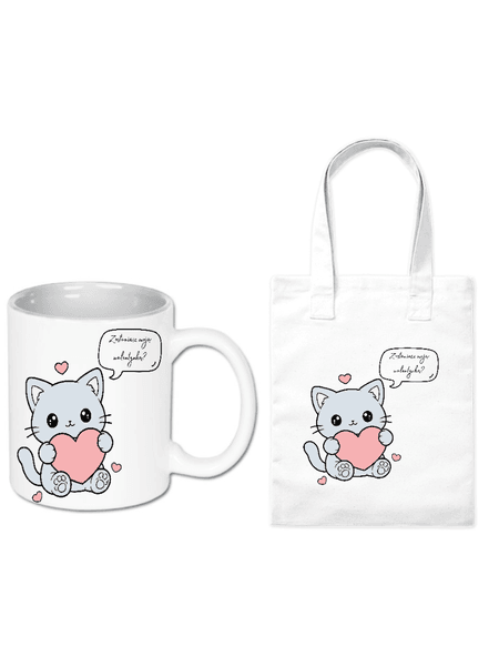 Zestaw kubek i torba Zostaniesz Moją Walentynką? | Bavenna