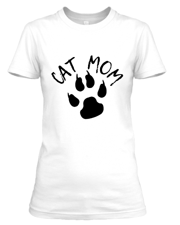 Tshirt koszulka damska Bavenna „Cat Mom” 160 g z kocią łapką i napisem