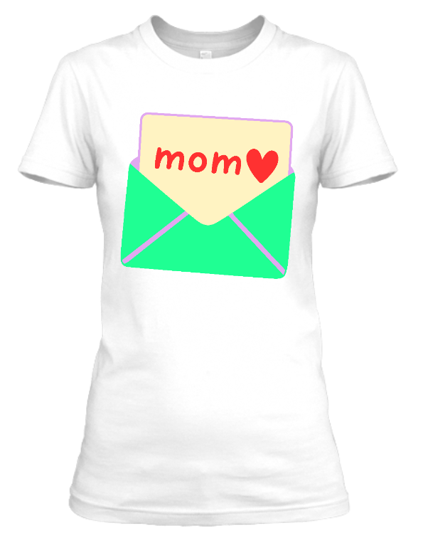 Koszulka damska tshirt Bavenna „List do Mamy” 160 g z nadrukiem koperty z listem w środku