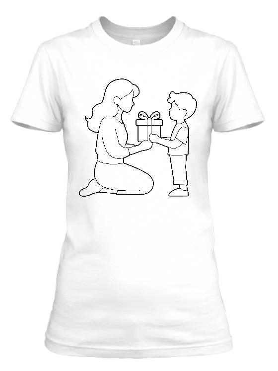 Koszuka damska tshirt Bavenna „Mama i syn” 160 g z wizerunkiem mamy, syna i prezentu