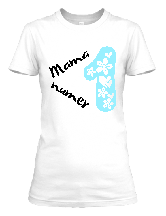 Koszulka damska tshirt Bavenna „Mama numer 1” z napisem i dużą cyfrą 1