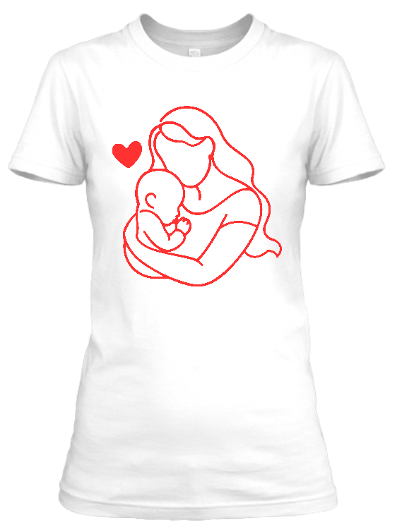 Koszulka damska tshirt Bavenna „Matczyna miłość” 160 g z wizerunkiem mamy z dzidziusiem i sercem