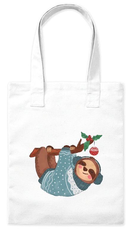 Torba z grubej bawełny 220 g Bavenna „Leniwiec w swetrze” z wizerunkiem leniwca ubranego w sweter