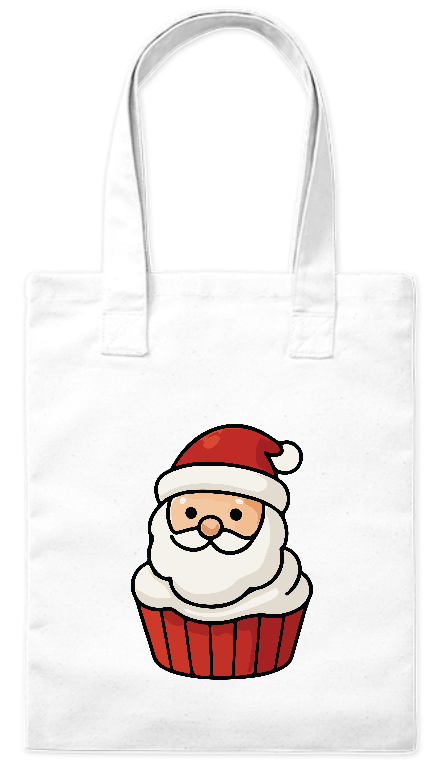 Torba bawełniana eko 220 g Bavenna „Babeczka z Świętym Mikołajem” z wizerunkiem głowy Mikołaja jak wisieńki na babeczce